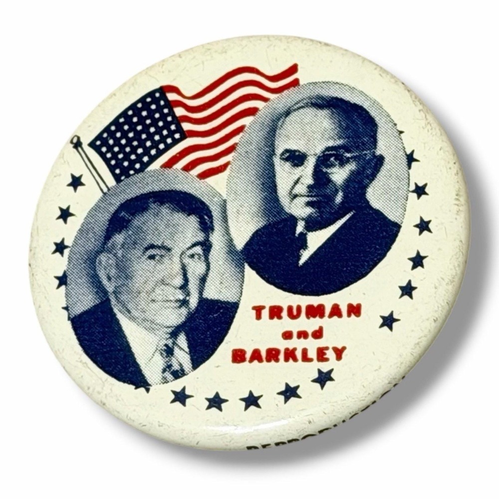 Truman and Barkley Political Campaign Vintage Pinback Button B37